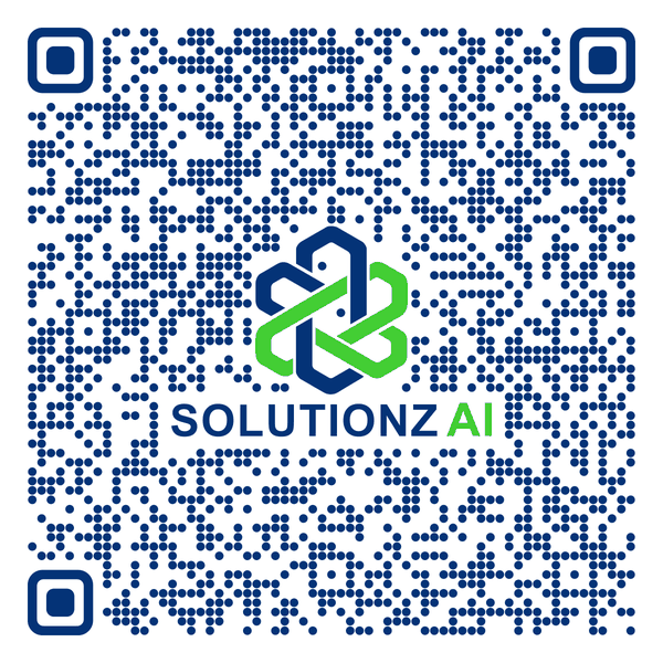 QR code that adds the Solutionz AI phone number and email to your contacts